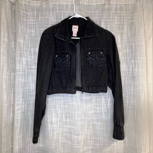 CANDIES CROPPED CHARCOAL GREY DENIM JACKET